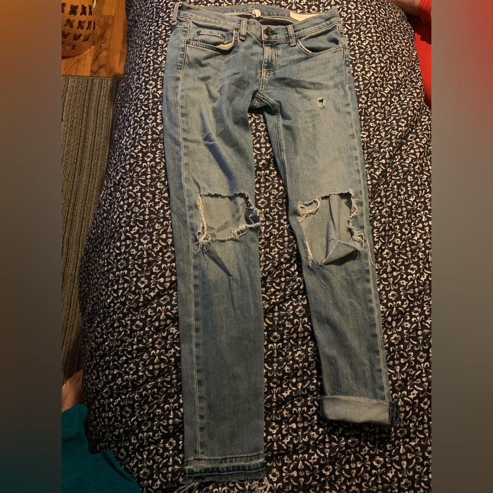 Rag & Bone Dre Released Hem Slim Boyfriend Jeans in Sunbury With distressing